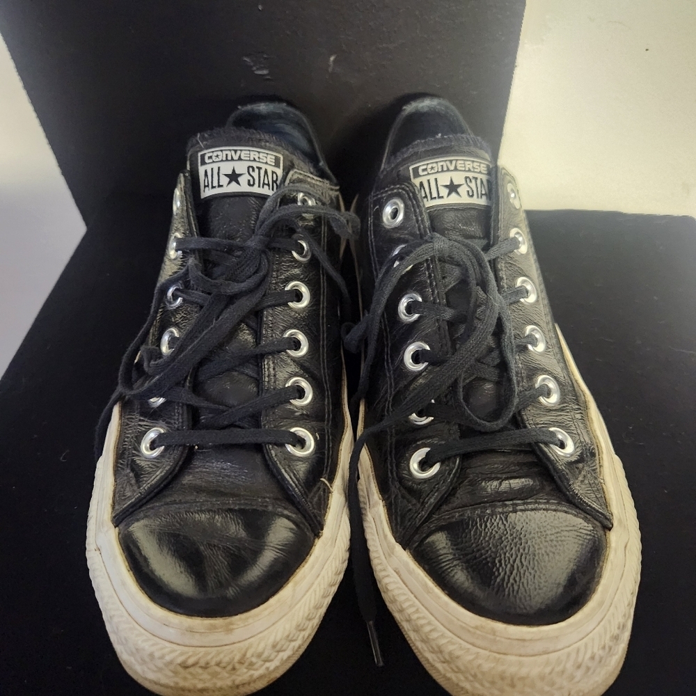 Converse Black Leather Low Top Sneakers - Picture 7 of 8